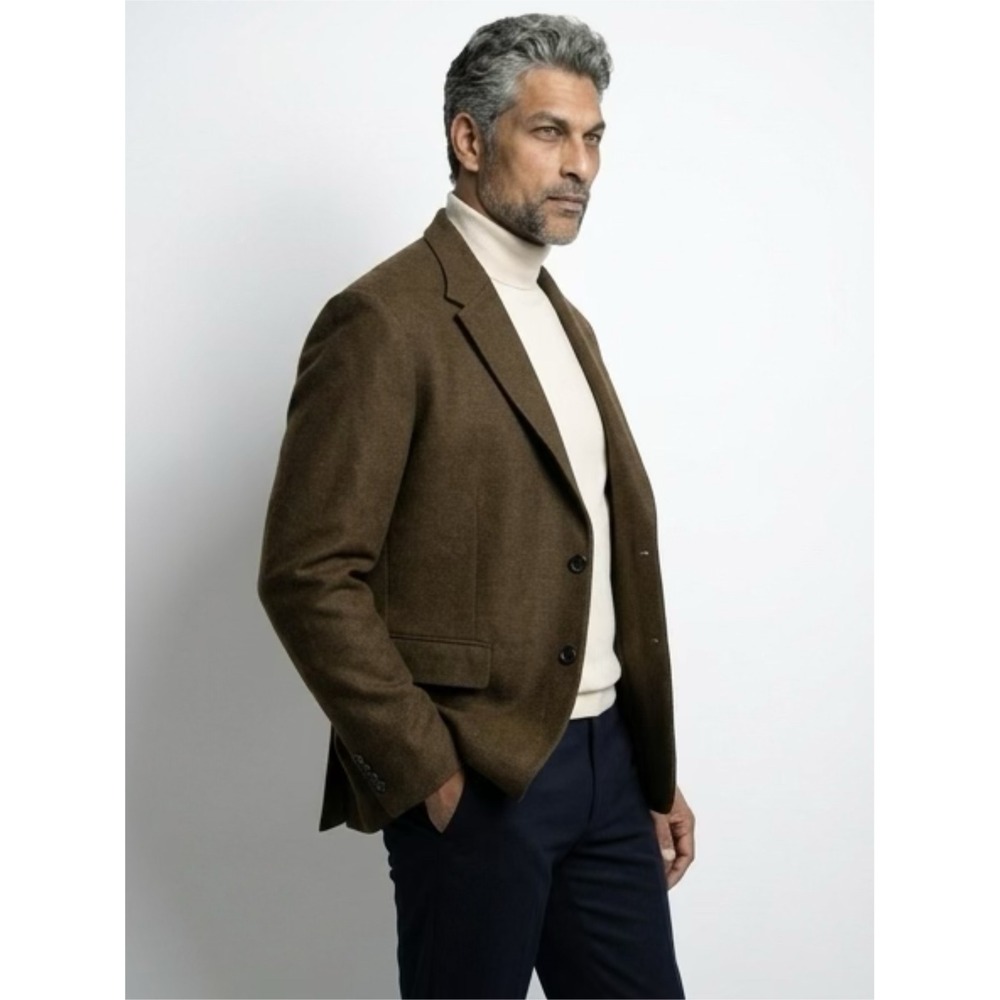 StudioSuits Mens Brown Herringbone Wool Blazer Sport Coat Hand Crafted 48R